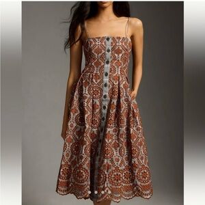 Maeve Anthropologie Square Neck Button Front Dress